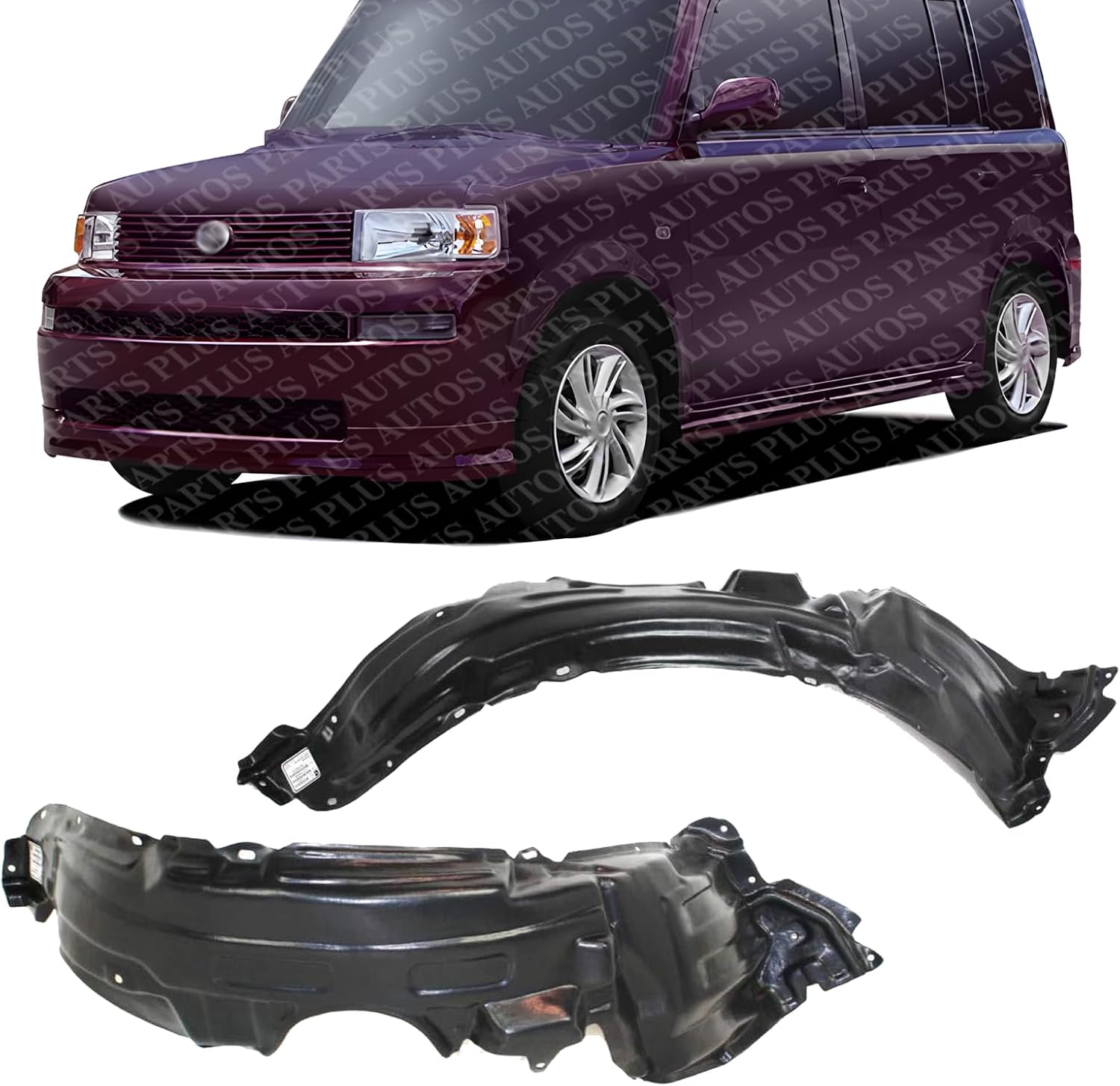 Set Of 2 Front Fender Liner Plastic Left Driver & Right Passenger Side Direct Replacement Compatible With 2004-2006 Scion xB SC1249102 SC1248102 5387552040 5387652040