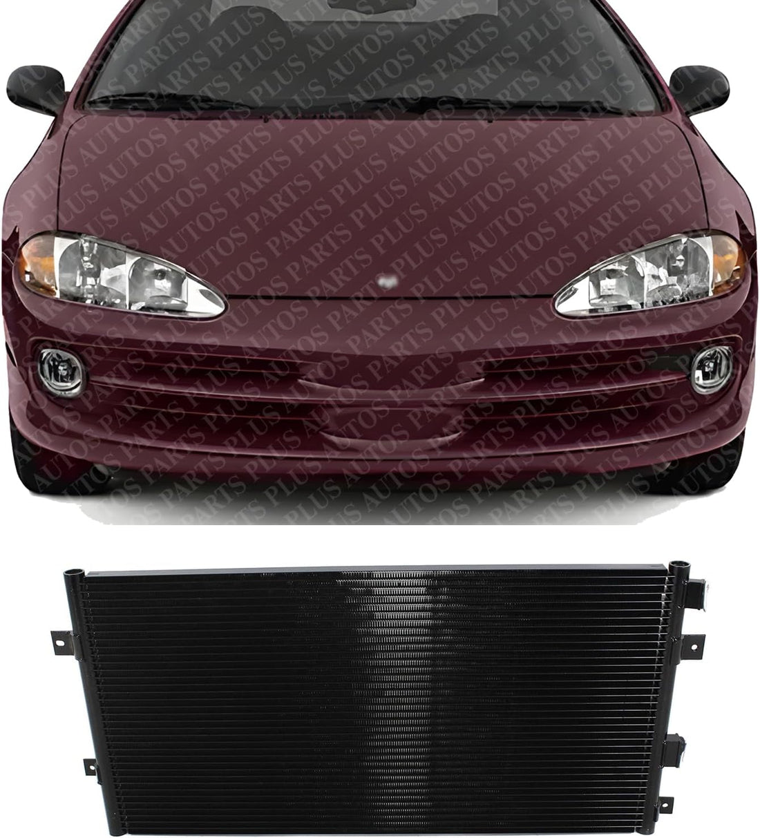 AUTOS PARTS PLUS Front A/C Condenser Aluminum Core Direct Replacement Compatible With 1998-2001 Chrysler Concorde/Intrepid CH3030192 4758305AE