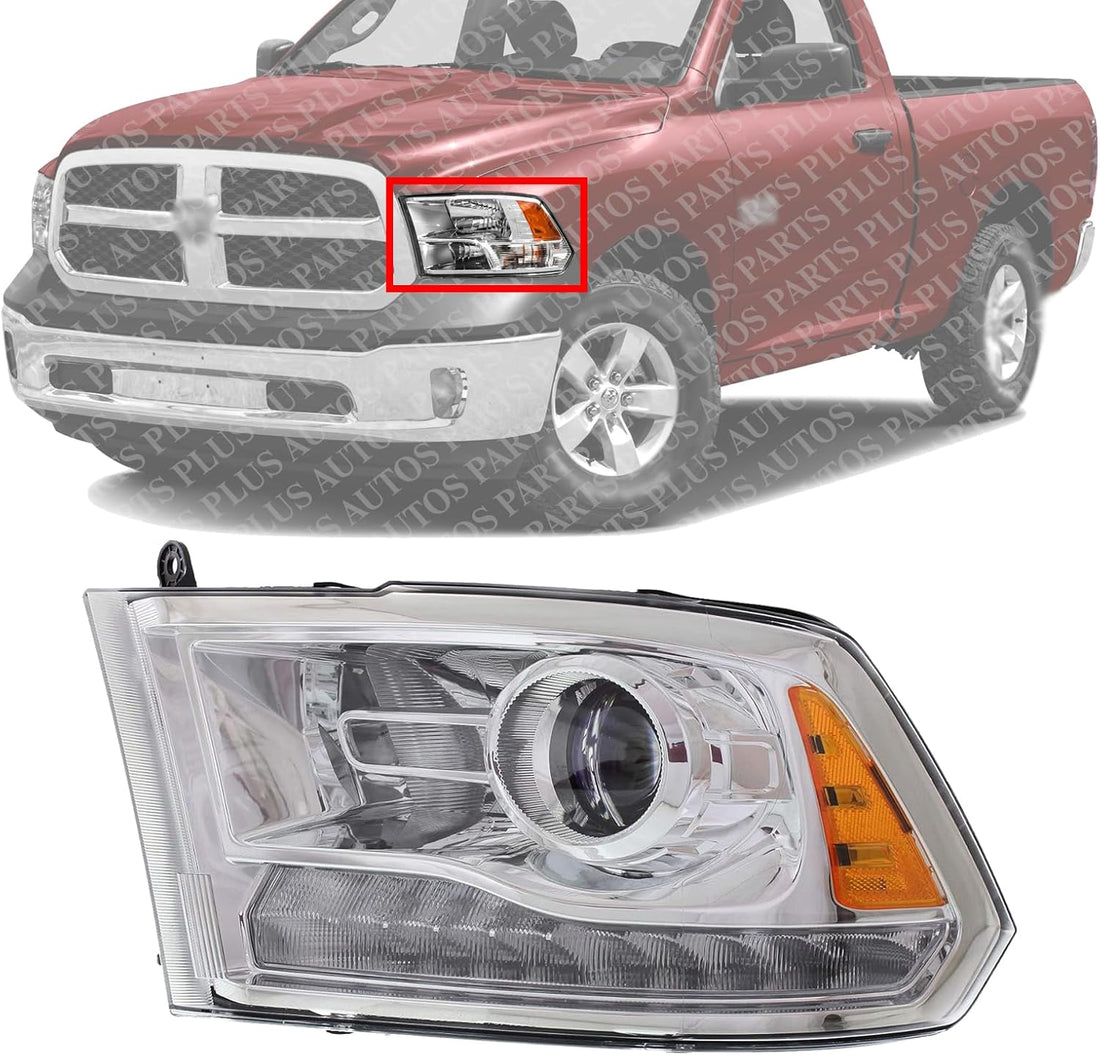 Front Head Light Assembly Left Driver Side Direct Replacement Compatible With 2013-2015 Ram 1500 2500 3500 CH2502244 68093217AB