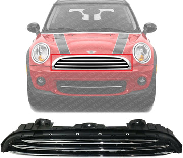Front Grille Textured Shell And Insert Plastic With Chrome Molding Direct Replacement Compatible With 2014-2021 Mini Cooper MC1200105 51137335529