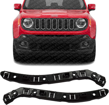 Set of 2 Front Bumper Bracket Plastic Right Passenger & Left Driver Side Direct Replacement Compatible with 2015-2022 Jeep Renegade CH1043123 CH1042123 68247394AA 68247398AA