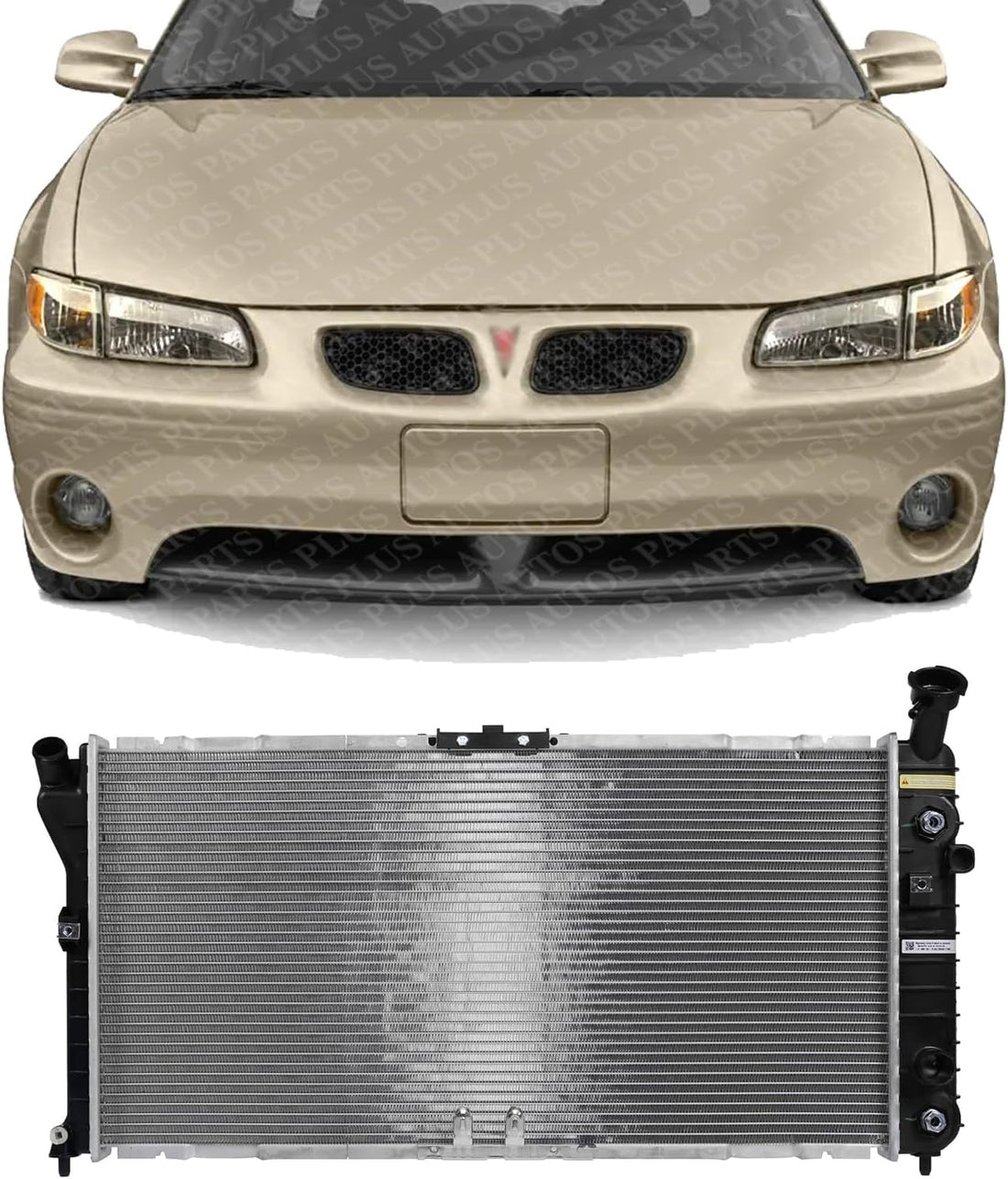 Front Radiator Aluminum Core Direct Replacement Compatible With 1997-2003 Pontiac Grand Prix/Chevrolet Venture/Oldsmobile Intrigue GM3010106 89018557