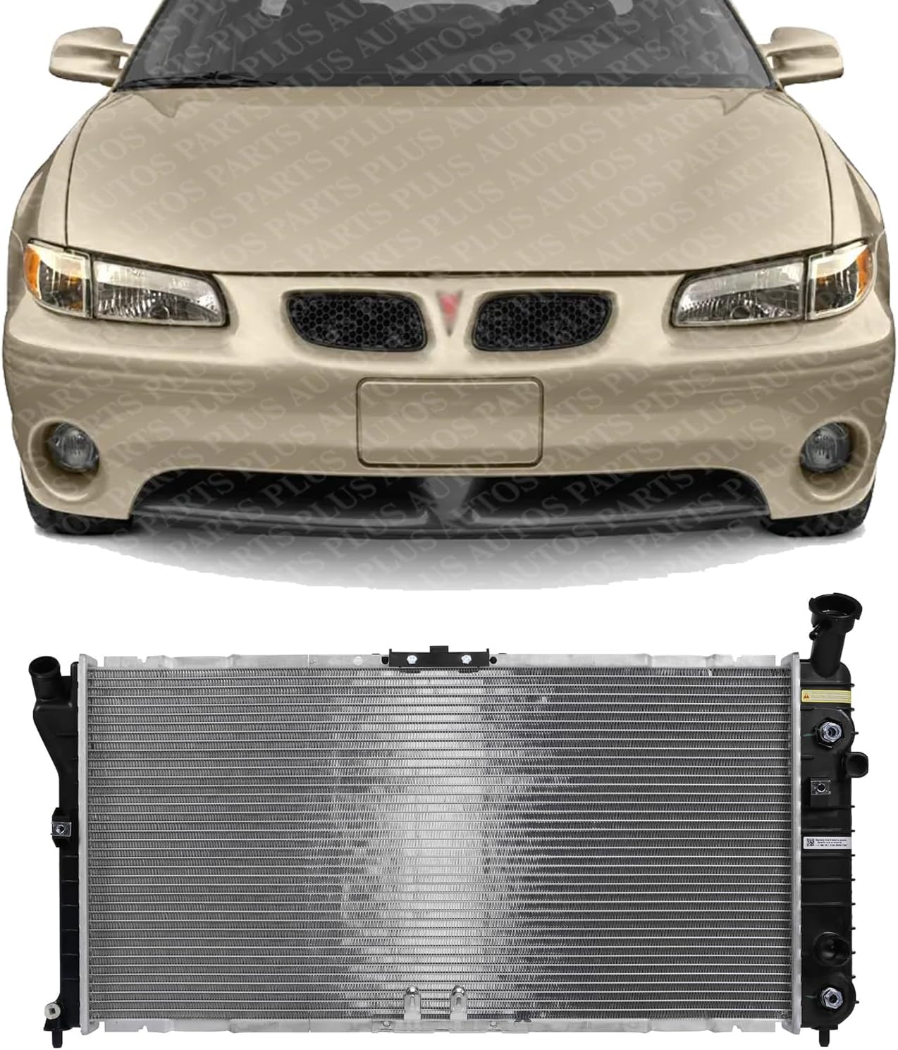 Front Radiator Aluminum Core Direct Replacement Compatible With 1997-2003 Pontiac Grand Prix/Chevrolet Venture/Oldsmobile Intrigue GM3010106 89018557