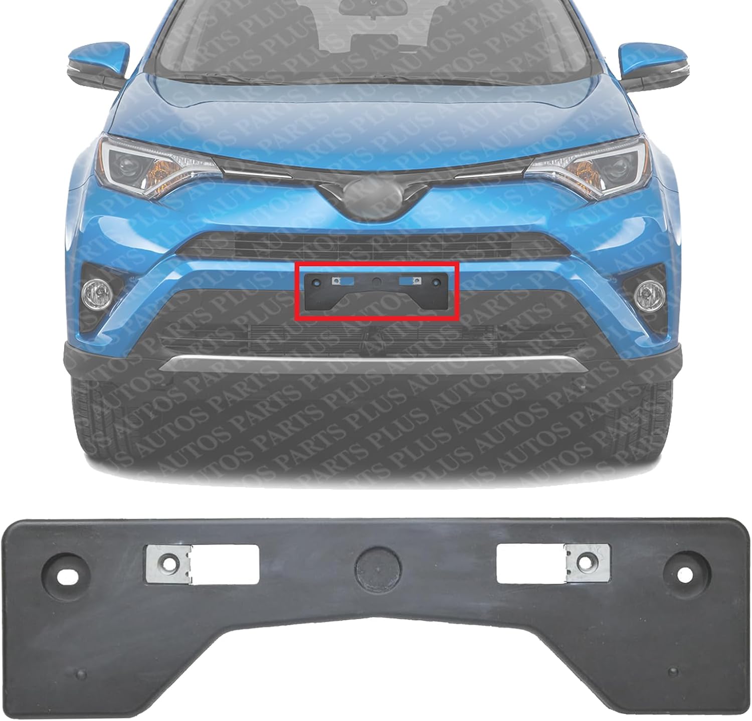 Front License Plate Bracket Textured Plastic Direct Replacement Compatible with 2016-2018 Toyota RAV4 TO1068136 521140R090