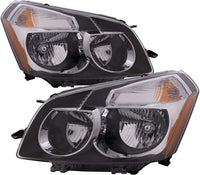 Front Bumper Cover Primed Plastic + Upper & Lower Grille + Headlight + Fog Light + Trim Left Driver & Right Passenger Side Replacement Compatible With 2009-2010 Pontiac Vibe
