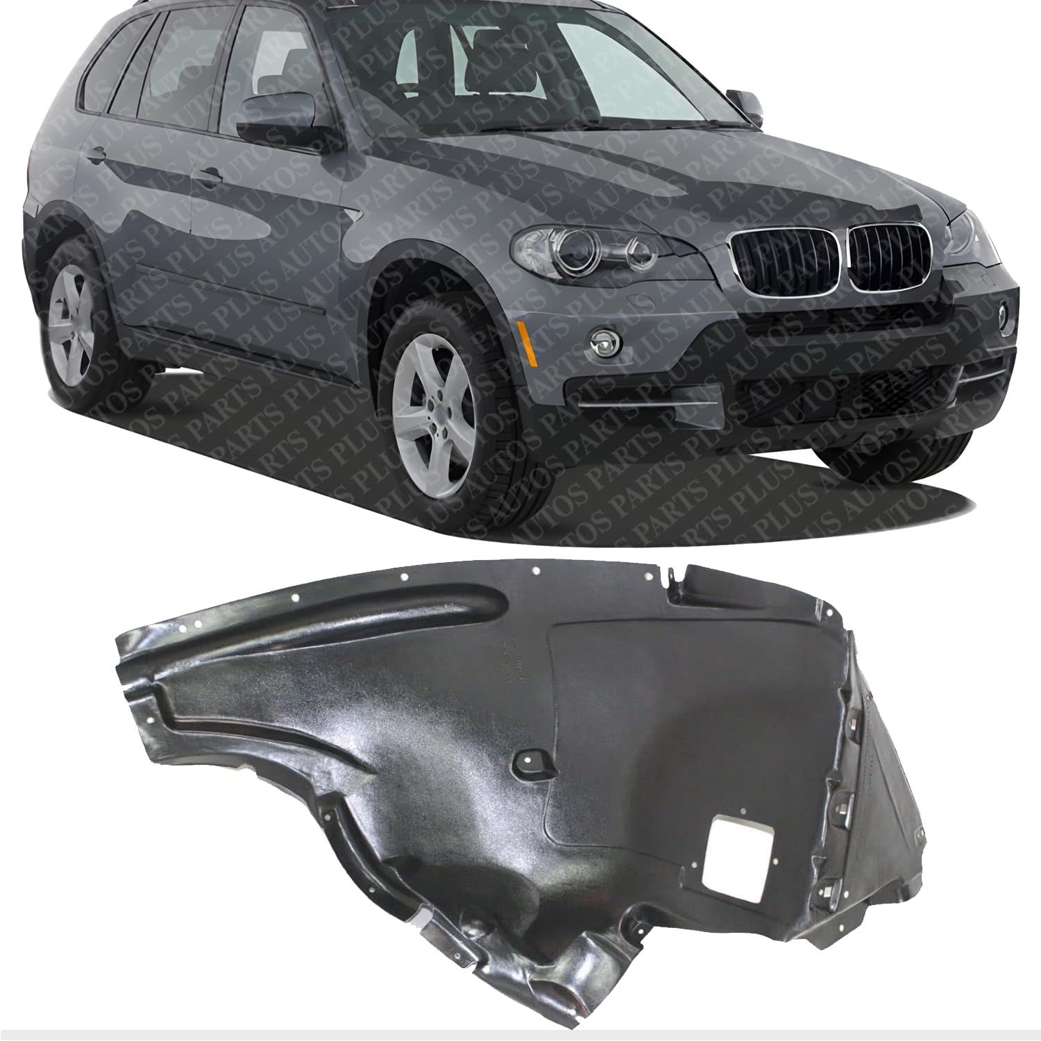 Front Section Fender Liner Right Passenger Side Direct Replacement Compatible With BMW X5 2007-2008 BM1249108 51717169412