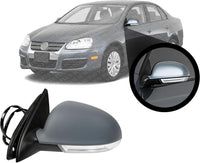 Front Power Mirror Manual Folding Heated Primed Plastic Left Driver Side Direct Replacement Compatible With 2005-2010 Volkswagen Jetta VW1320123 1K1857507BH9B9