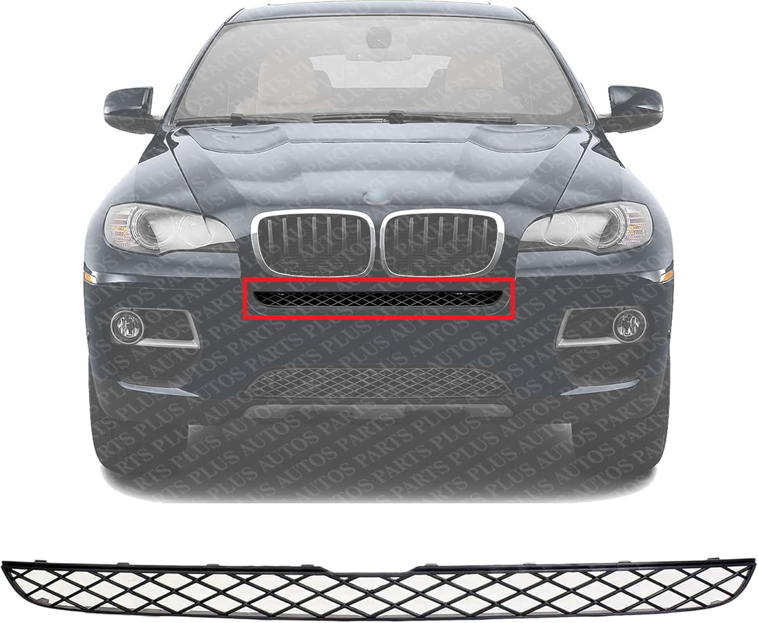 Front Bumper Upper Grille Textured Plastic Direct Replacement Compatible With 2008-2014 BMW X6 / 2007-2013 X5 BM1036117 51117159597