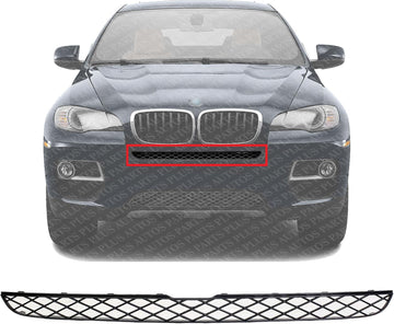 Front Bumper Upper Grille Textured Plastic Direct Replacement Compatible With 2008-2014 BMW X6 / 2007-2013 X5 BM1036117 51117159597
