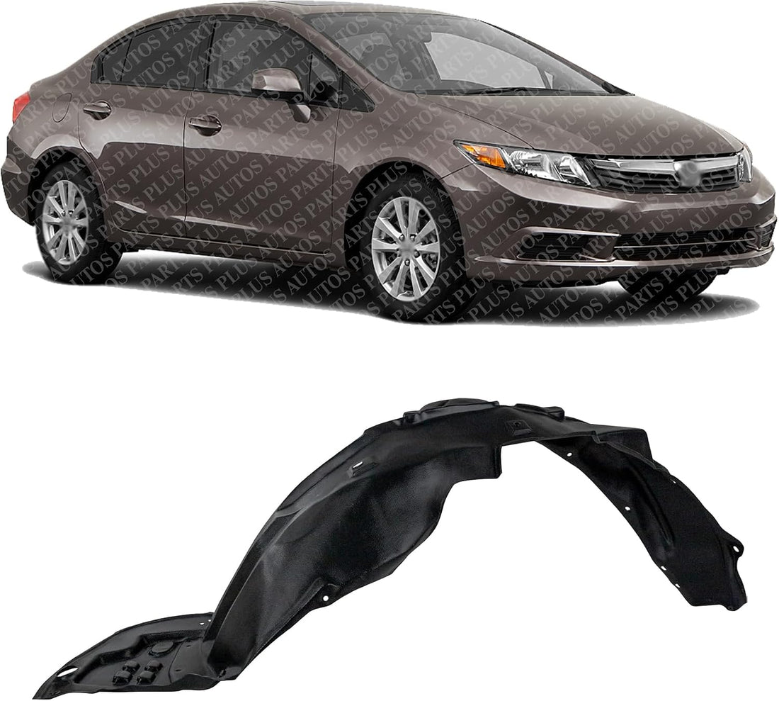 Front Fender Liner Right Passenger Side Direct Replacement Compatible With 2012-2015 Honda Civic HO1249142 HO1249166 HO1249167 74101TS8A00 74101TS8A10 74101T