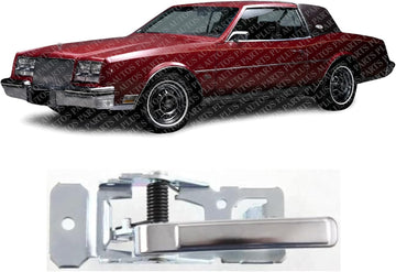 Front Or Rear Interior Door Handle with Chrome Lever Left Driver Side Direct Replacement Compatible with 1982-1996 Oldsmobile Cutlass Ciera GM1352110 20441649 20610477