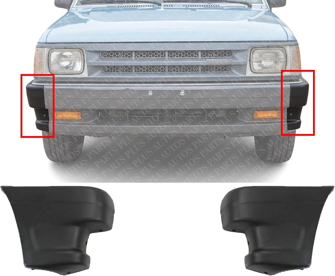 Front Bumper End Cap Plastic Primed Right & Left Side without Molding Holes Direct Replacement Compatible With Mazda B2000 1986-1987 / Mazda B2200 B2600 1987-1989 MA1005112 MA1004104