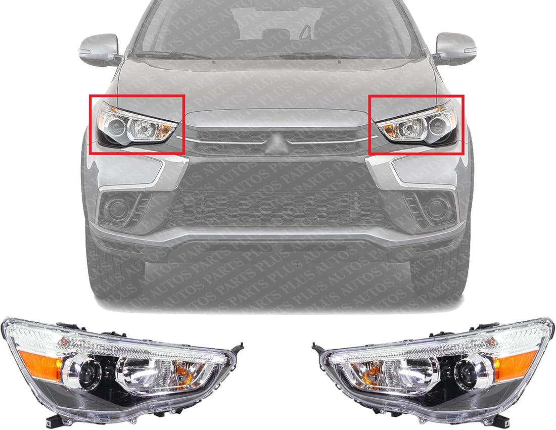 Set Of 2 Front Head Light Assembly Halogen Right Passenger & Left Driver Side Direct Replacement Compatible With 2011-2019 Mitsubishi Outlander Sport/RVR MI2503160 MI2502160
