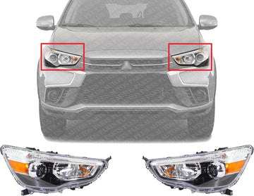 Set Of 2 Front Head Light Assembly Halogen Right Passenger & Left Driver Side Direct Replacement Compatible With 2011-2019 Mitsubishi Outlander Sport/RVR MI2503160 MI2502160