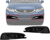 Set Of 2 Front Fog Light Cover Textured Plastic Left Driver & Right Passenger Side Direct Replacement Compatible With 2013-2015 Honda Civic HO1039113 HO1038113