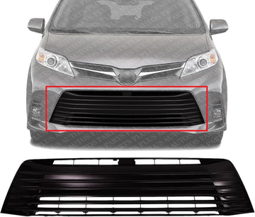 Front Bumper Grille Primed Plastic Direct Replacement Compatible With 2018-2020 Toyota Sienna TO1036201 5310208010