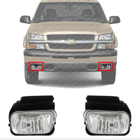 Set Of 2 Front Fog Lights Assembly Left Driver & Right Passenger Side Direct Replacement Compatible With 2004-2006 Chevrolet Silverado 1500 2500HD 3500 GM2592150 GM2593150 15791434