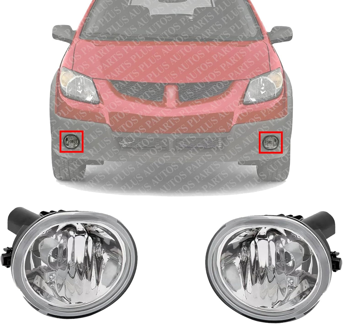 Set Of 2 Front Fog Light Assembly Left Driver & Right Passenger Side Direct Replacement Compatible With 2003-2008 Toyota Matrix/Pontiac Vibe / 2005-2010 Scion tC TO2593116