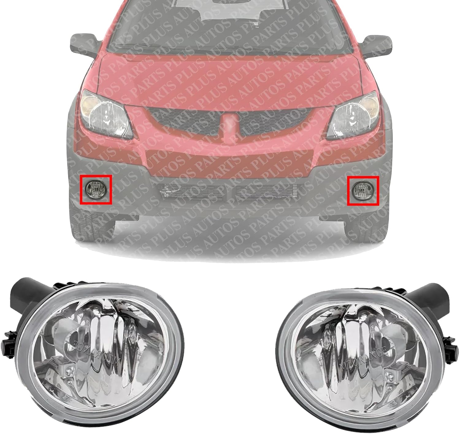 Set Of 2 Front Fog Light Assembly Left Driver & Right Passenger Side Direct Replacement Compatible With 2003-2008 Toyota Matrix/Pontiac Vibe / 2005-2010 Scion tC TO2593116