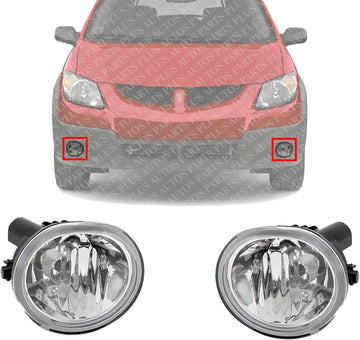 Set Of 2 Front Fog Light Assembly Left Driver & Right Passenger Side Direct Replacement Compatible With 2003-2008 Toyota Matrix/Pontiac Vibe / 2005-2010 Scion tC TO2593116