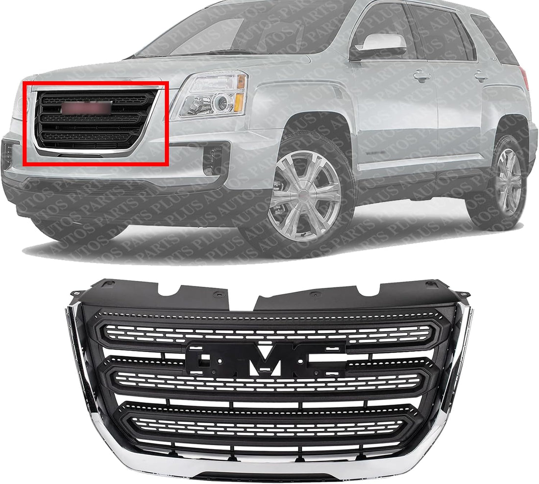 Front Grille Assembly Textured Shell And Insert Plastic With Chrome Frame Direct Replacement Compatible With 2016-2017 GMC Terrain GM1200723 23379208