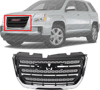 Front Grille Assembly Textured Shell And Insert Plastic With Chrome Frame Direct Replacement Compatible With 2016-2017 GMC Terrain GM1200723 23379208