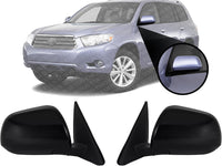 Set Of 2 Front Power Mirror Manual Folding Heated Primed Plastic Right Passenger & Left Driver Side Direct Replacement Compatible With 2008-2013 Toyota Highlander TO1320246 TO1321246