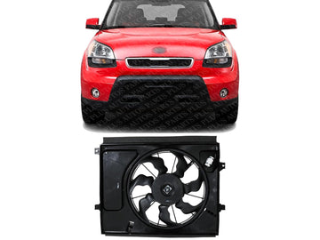 Front Radiator Fan Assembly with Resistor Direct Replacement Compatible with 2010-2013 Kia Soul KI3115134 253802K600 25380B2000