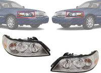 Set Of 2 Front Head Light Assembly Plastic Left Driver & Right Passenger Side Direct Replacement Compatible With 2005-2011 Lincoln Town Car FO2502214 FO2503214