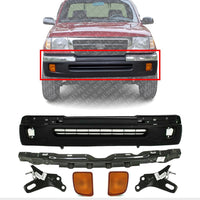 Front Bumper Textured + Reinforcement + Signal Lights + Brackets Right Passenger & Left Driver Side Direct Replacement Compatible With 1998-2000 Toyota Tacoma TO1095173 TO1025104