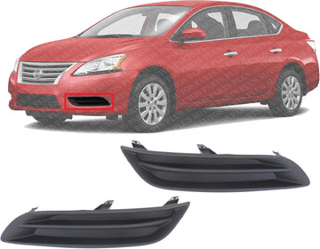 Set Of 2 Front Fog Light Cover Primed Plastic Left Driver & Right Passenger Side Direct Replacement Compatible With 2013-2015 Nissan Sentra NI1039126 NI1038126 622563SH0B 622573SH0B