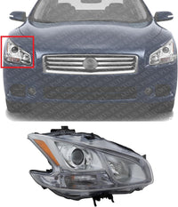 Front Head Light Assembly Plastic Right Passenger Side Direct Replacement Compatible With 2009-2014 Nissan Maxima NI2503186 260109N01A