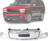 Front Grille Shell And Insert Chrome Direct Replacement Compatible With 2001-2006 GMC Yukon GM1200510 19130789
