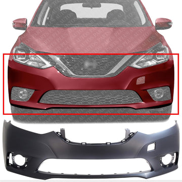 AUTOS PARTS PLUS Front Bumper Cover Primed Direct Replacement Compatible With 2016-2019 Nissan Sentra NI1000313 620223YU1J