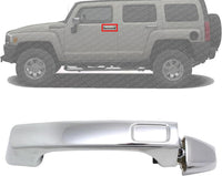 Set of 2 Front & Rear Exterior Door Handle + Cap Chrome Plastic Right Passenger & Left Driver Side Direct Replacement Compatible with 2006-2010 Hummer H3 FDH010179 25832249
