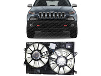 Front Dual Cooling Fan Assembly Plastic with Control Module Direct Replacement Compatible with 2014-2018 Jeep Cherokee CH3115178 68164091AH