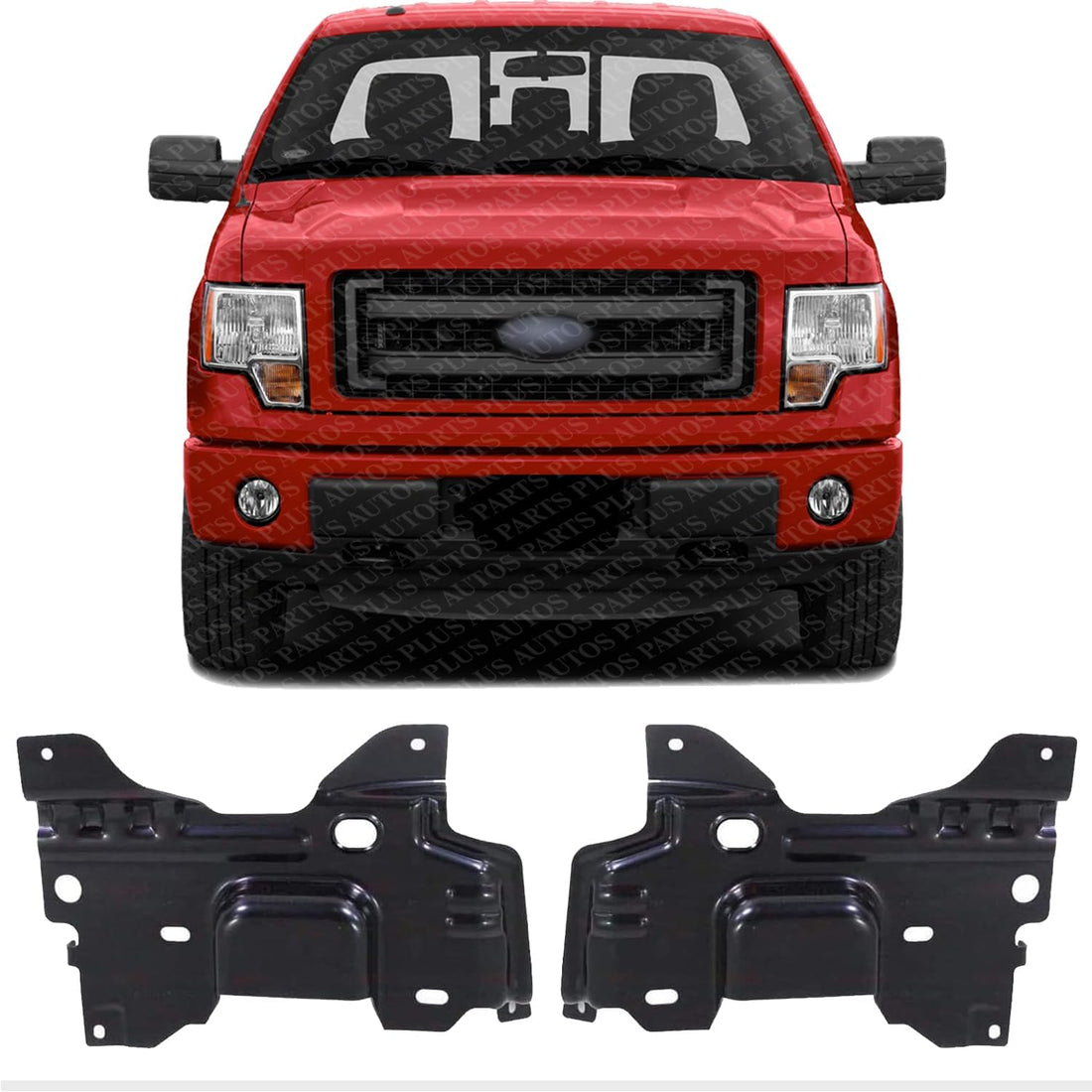 Set Of 2 Front Bumper Bracket Steel Left Driver & Right Passenger Side Direct Replacement Compatible With 2009-2014 Ford F-Series FO1066180 FO1067180 9L3Z17B984A 9L3Z17B985A