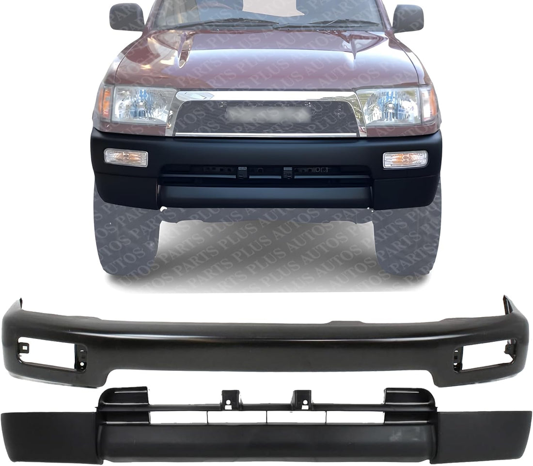 Front Bumper Face Bar Primed Steel + Lower Valance Panel Primed Plastic Direct Replacement Compatible With 1996-1998 Toyota 4Runner TO1002161 TO1095174 5210135290 5391135909