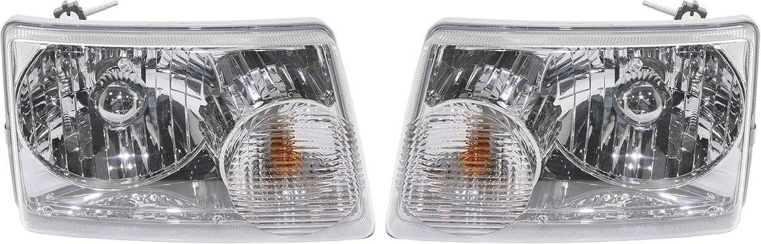 Set Of 2 Front Head Light Assembly Left Driver & Right Passenger Side Direct Replacement Compatible With 2001-2011 Ford Ranger FO2502173 FO2503173 6L5Z13008AA 6L5Z13008BA
