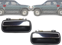 Set of 2 Rear Exterior Door Handle Textured Bezel with Chrome Lever Left Driver & Right Passenger Side Direct Replacement Compatible with 1990-1995 Toyota 4Runner TO1521108 TO1520108