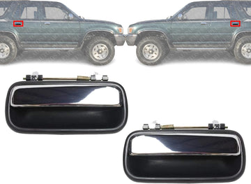 Set of 2 Rear Exterior Door Handle Textured Bezel with Chrome Lever Left Driver & Right Passenger Side Direct Replacement Compatible with 1990-1995 Toyota 4Runner TO1521108 TO1520108