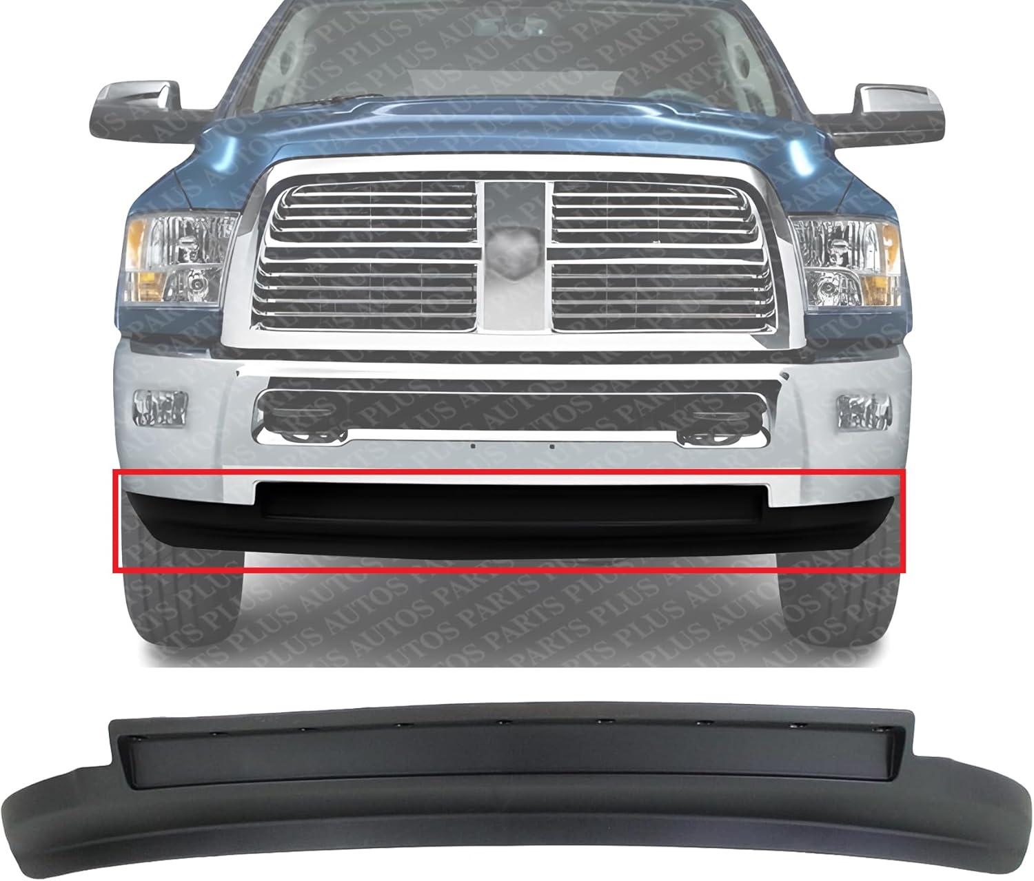 Front Lower Valance Air Dam Textured Plastic Direct Replacement Compatible with 2010-2012 Ram 2500/2010-2013 3500 CH1090141 68045708AA
