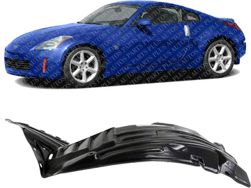 Front Section Fender Liner Left Driver Side Direct Replacement Compatible With 2003-2005 Nissan 350Z NI1250130 63845CD000