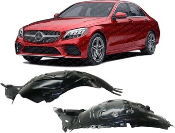 Set Of 2 Front Fender Liner Plastic Left Driver & Right Passenger Side Direct Replacement Compatible With 2015-2021 Mercedes Benz C-Class MB1249181 MB1248181 2056903401 2056903301
