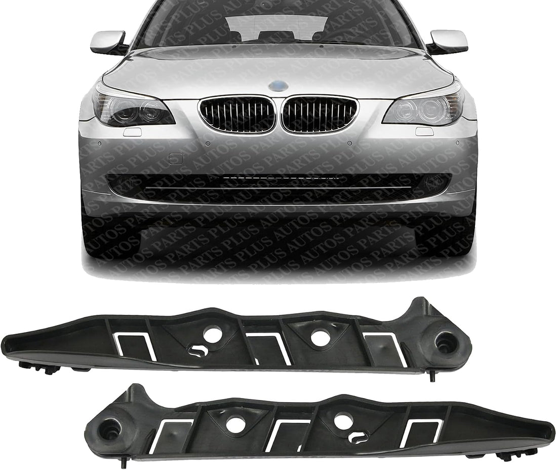 Set Of 2 Front Bumper Support Bracket Plastic Right Passenger & Left Driver Side Direct Replacement Compatible With 2008-2010 BMW 5-Series BM1043102 BM1042102 51117178078 51117178077