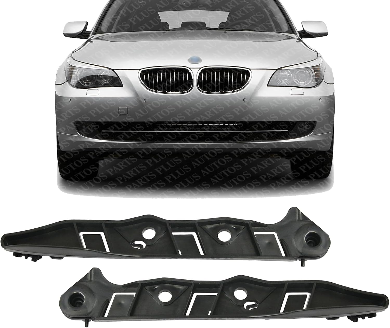Set Of 2 Front Bumper Support Bracket Plastic Right Passenger & Left Driver Side Direct Replacement Compatible With 2008-2010 BMW 5-Series BM1043102 BM1042102 51117178078 51117178077