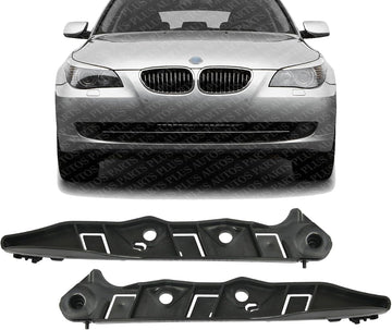 Set Of 2 Front Bumper Support Bracket Plastic Right Passenger & Left Driver Side Direct Replacement Compatible With 2008-2010 BMW 5-Series BM1043102 BM1042102 51117178078 51117178077