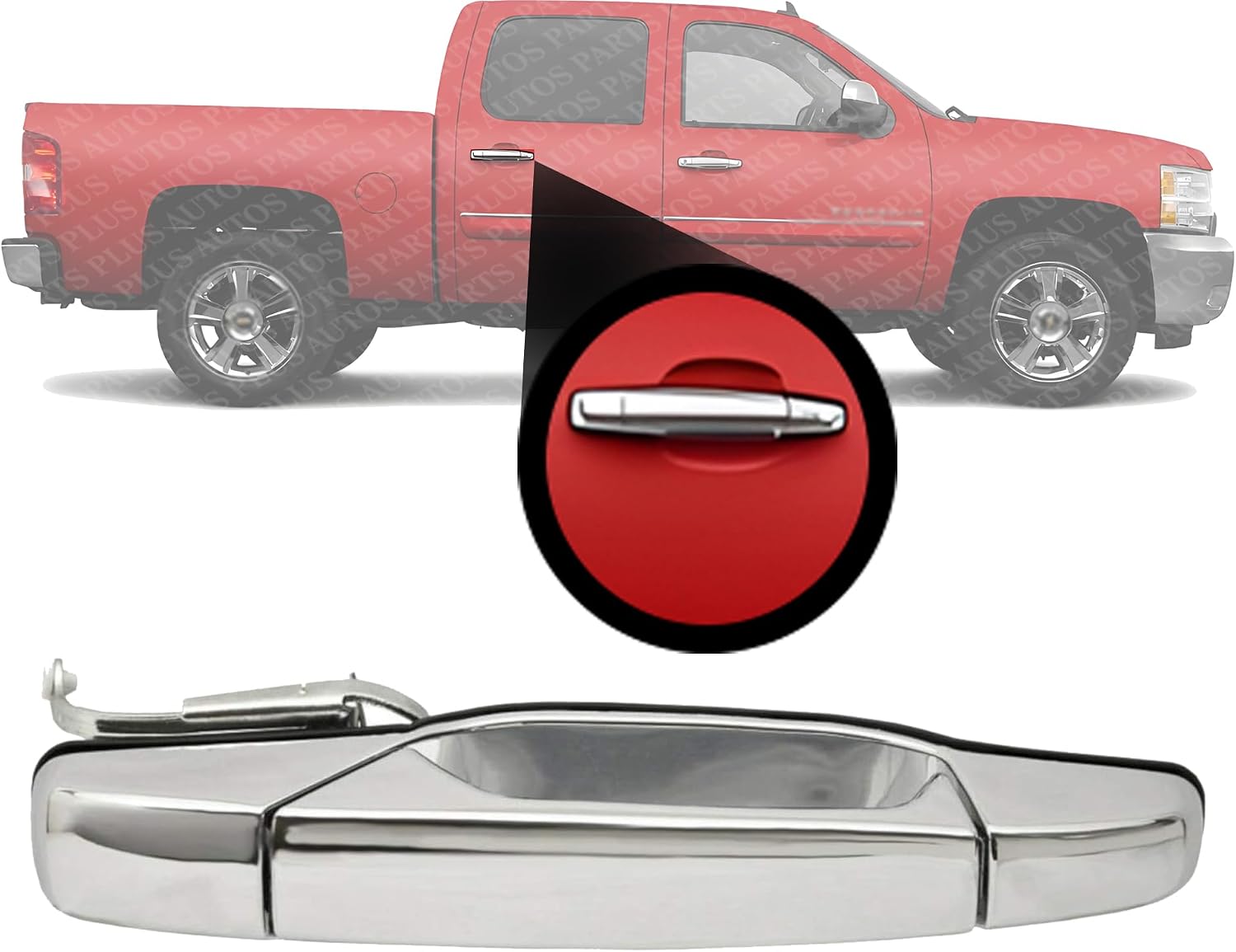 Rear Exterior Door Handle Chrome Right Passenger Side Direct Replacement Compatible with 2007-2013 Chevrolet Silverado 1500 2500 3500HD GM1521130 25960522