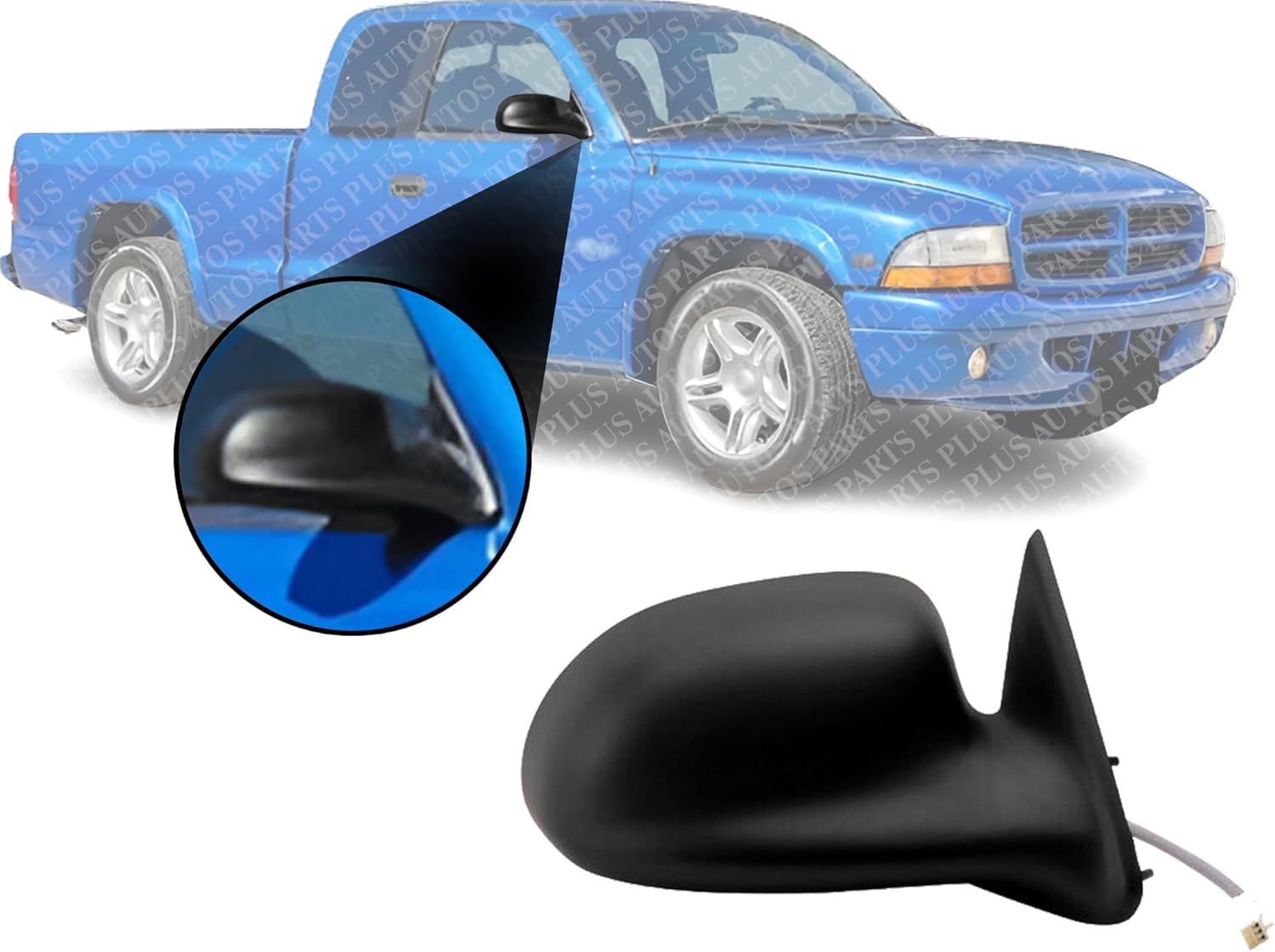 Front Power Mirror Non-Folding & Heated Textured Right passenger Side Direct Replacement Compatible With 1997-2000 Dodge Dakota CH1321157 55154842AB