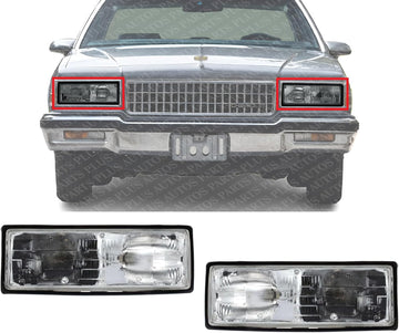 Set Of 2 Front Headlight Assembly Halogen Right Passenger & Left Driver Side Direct Replacement Compatible With 1987-1990 Chevrolet Caprice GM2502108 GM2503110 16513075 16513076